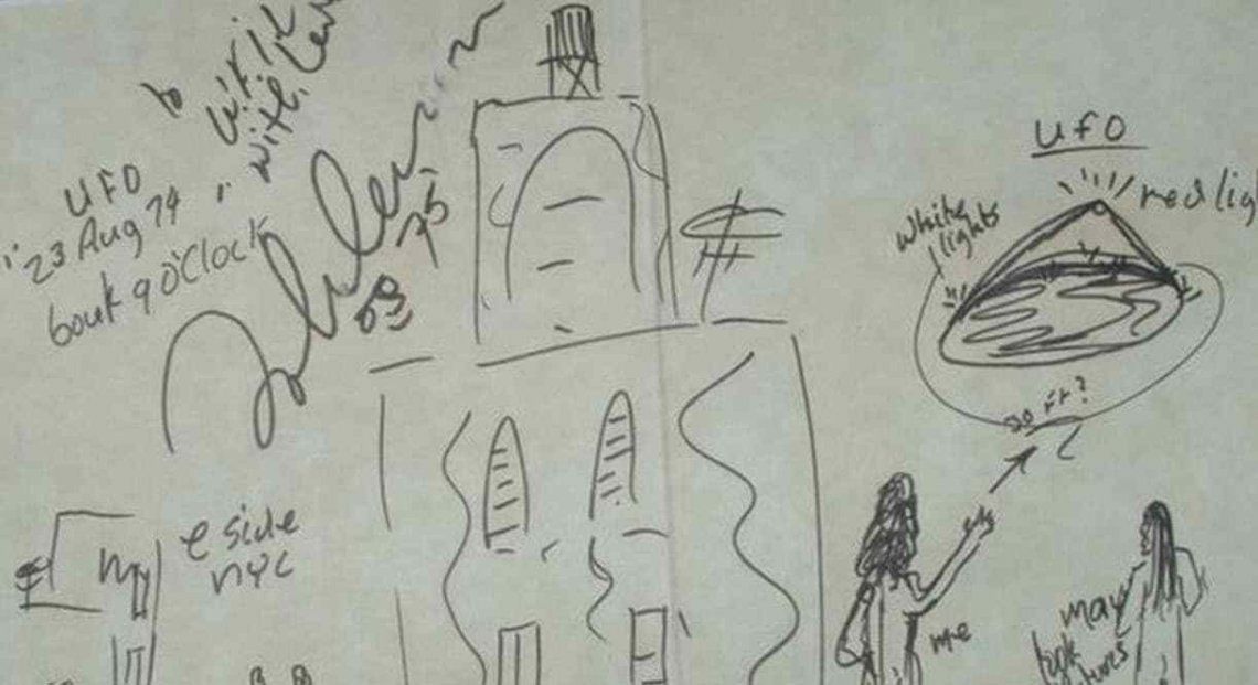 John Lennon dibujó el OVNI que sobrevoló Nueva York.