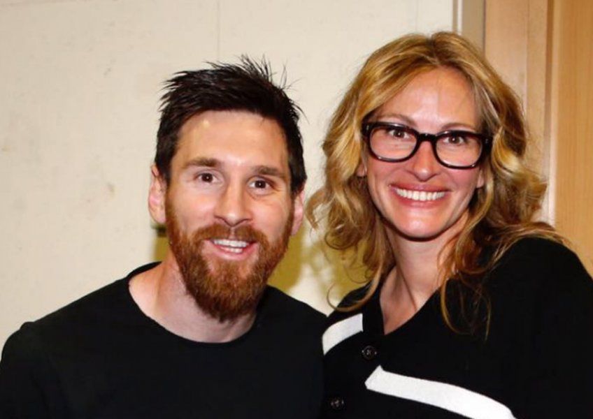 Dos estrellas juntas: Messi posó con Julia Roberts - DiarioPopular.com.ar