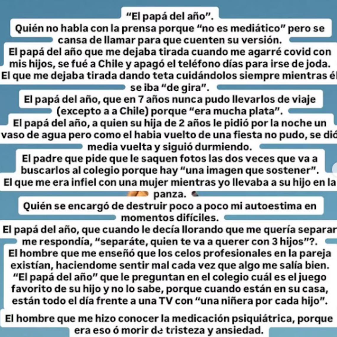 La carta de la China Suárez contra Benjamín Vicuña. 