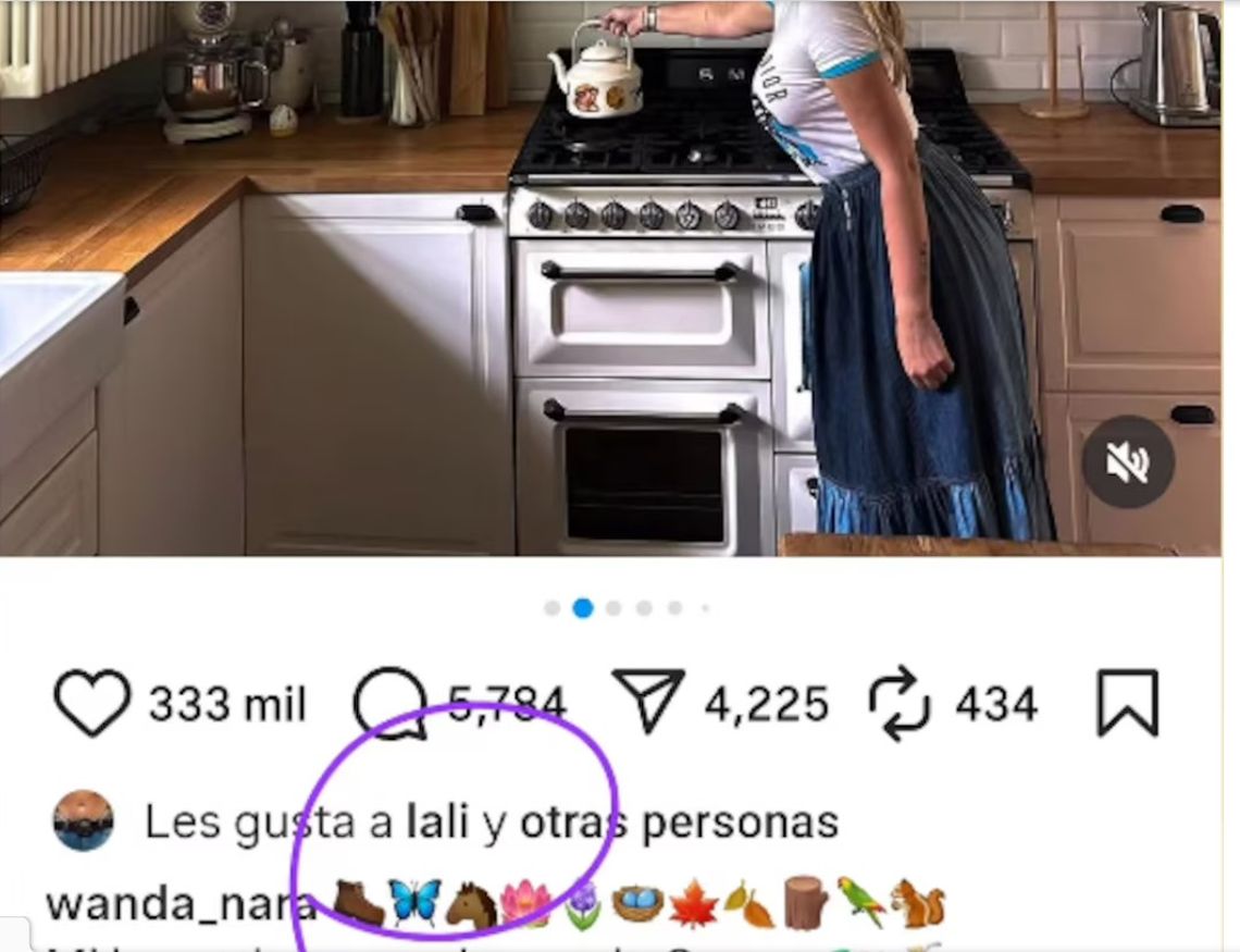 El posteo que Lali le likeó a Wanda, en medio del escándalo de la mediática con la China Suárez. 