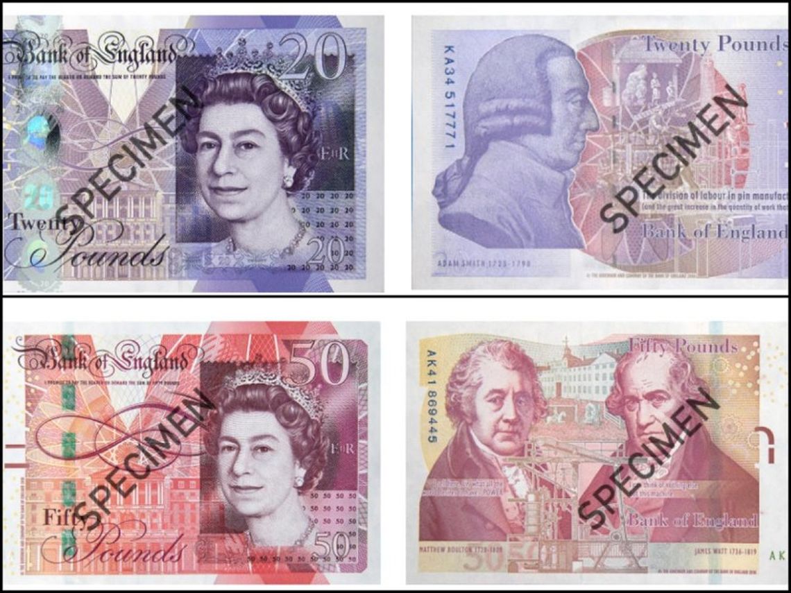 Los billetes de 50 y 20 libras dejaran de tener uso comercial.