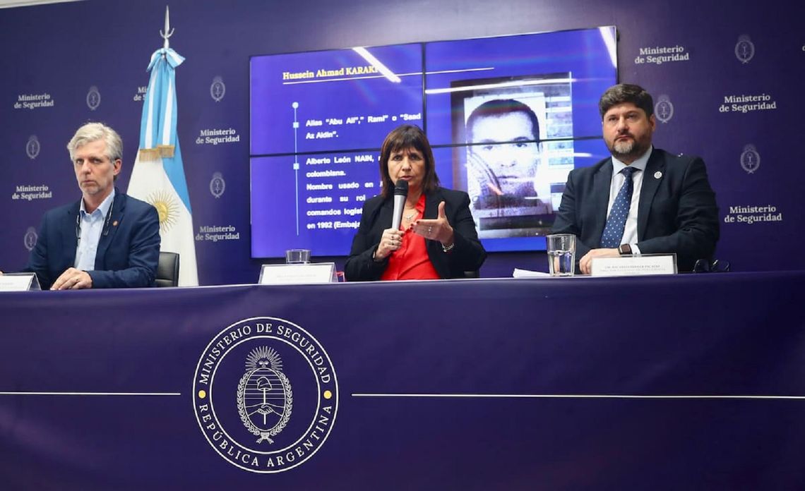 La conferencia de prensa encabezada por Patricia Bullrich en la que se dio a conocer la noticia. 