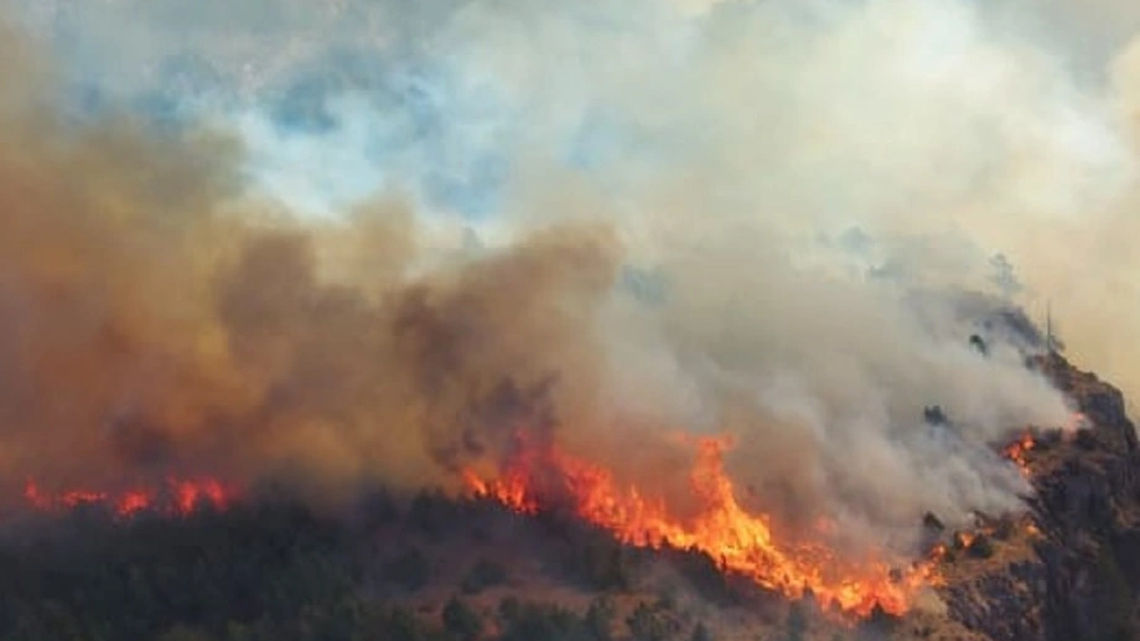 El fuego que quema el Parque Nacional Los Alerces será combatido con un helicóptero canadiense.