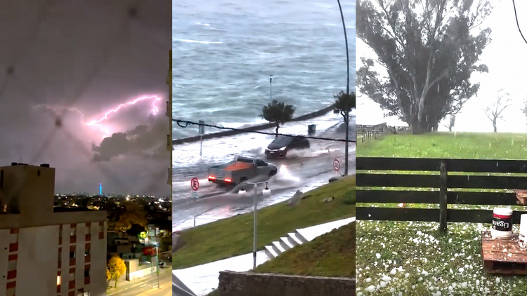 Rayos, calles inundadas y caída de granizo: las impactantes postales que dejó el fuerte temporal en distintas localidades bonaerenses.