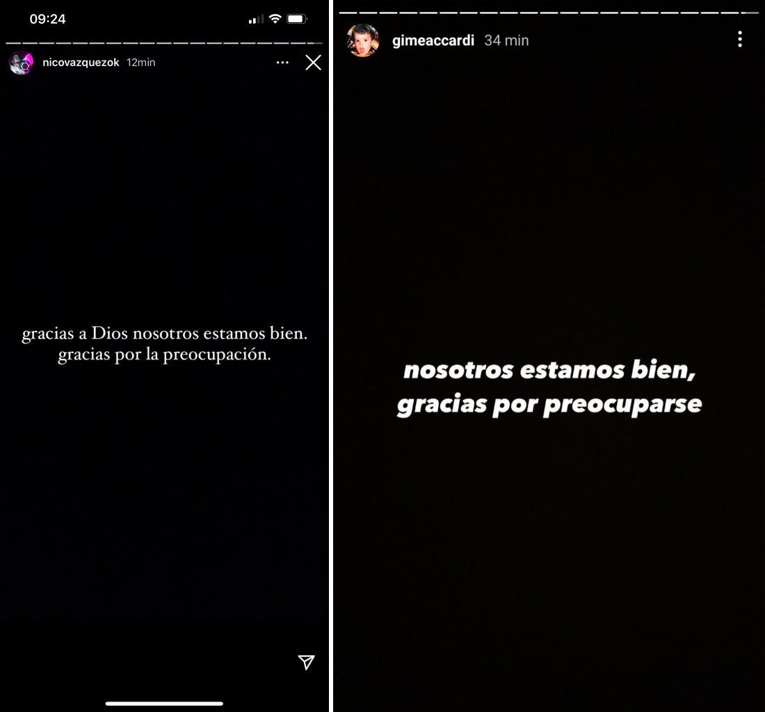 Nico Vásquez y Gimena Accardi llevaron tranquilidad luego del derrumbe en Miami