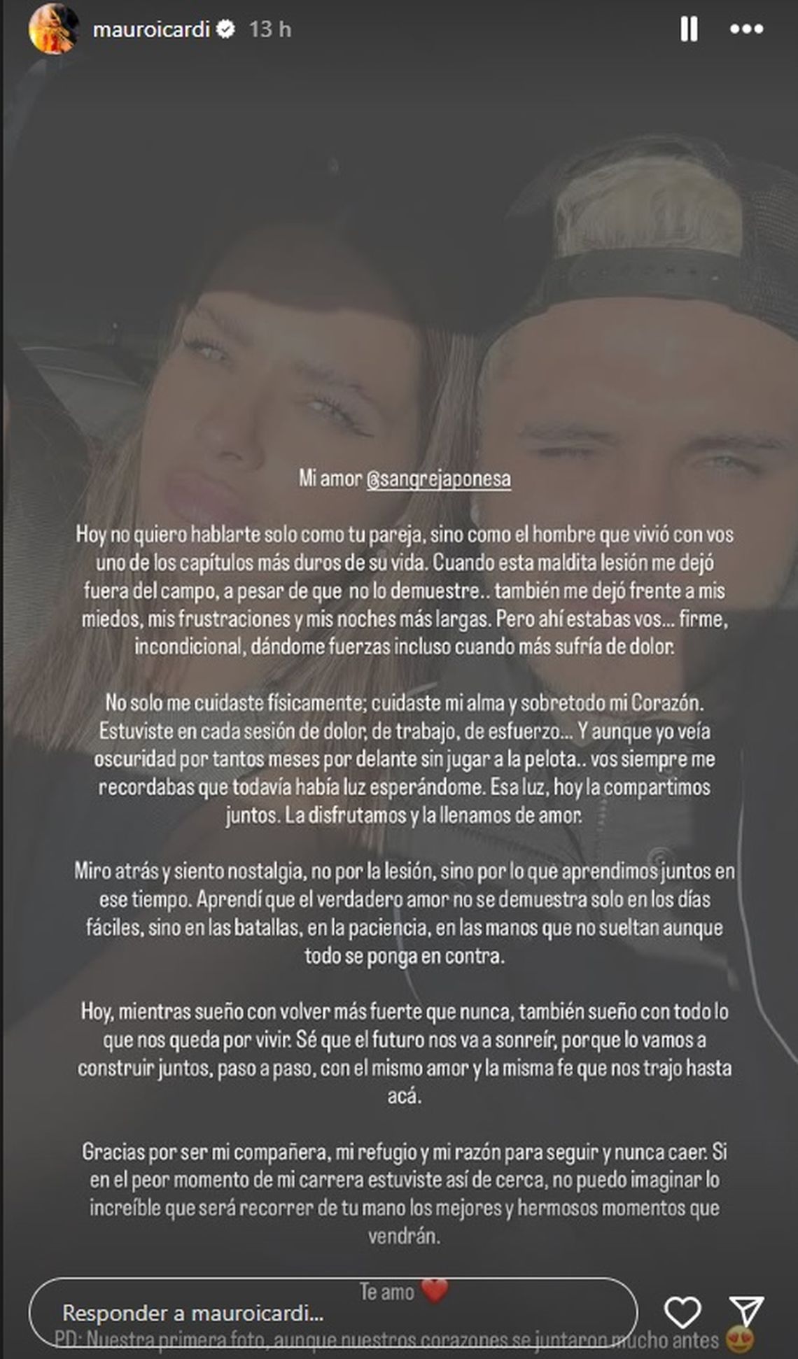 La carta que Mauro Icardi le escribió a la China Suárez.