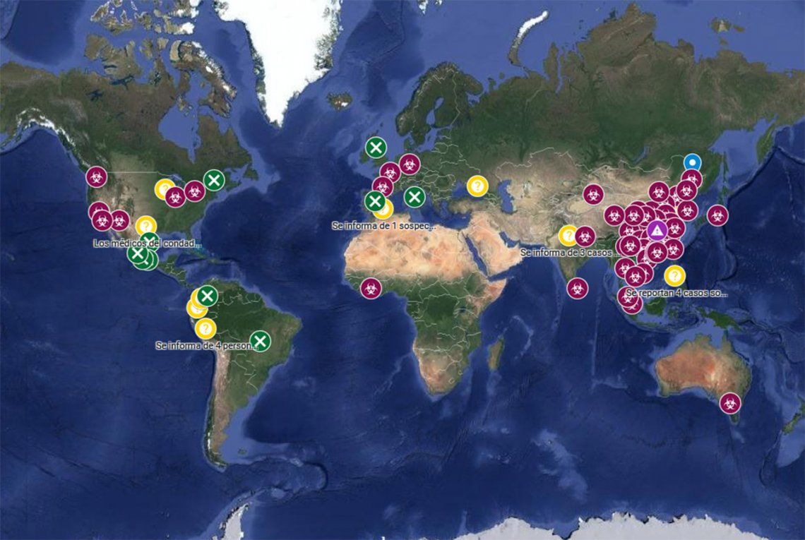 Coronavirus: crean mapa en Google para mostrar en tiempo real su expansión a diferentes países del mundo