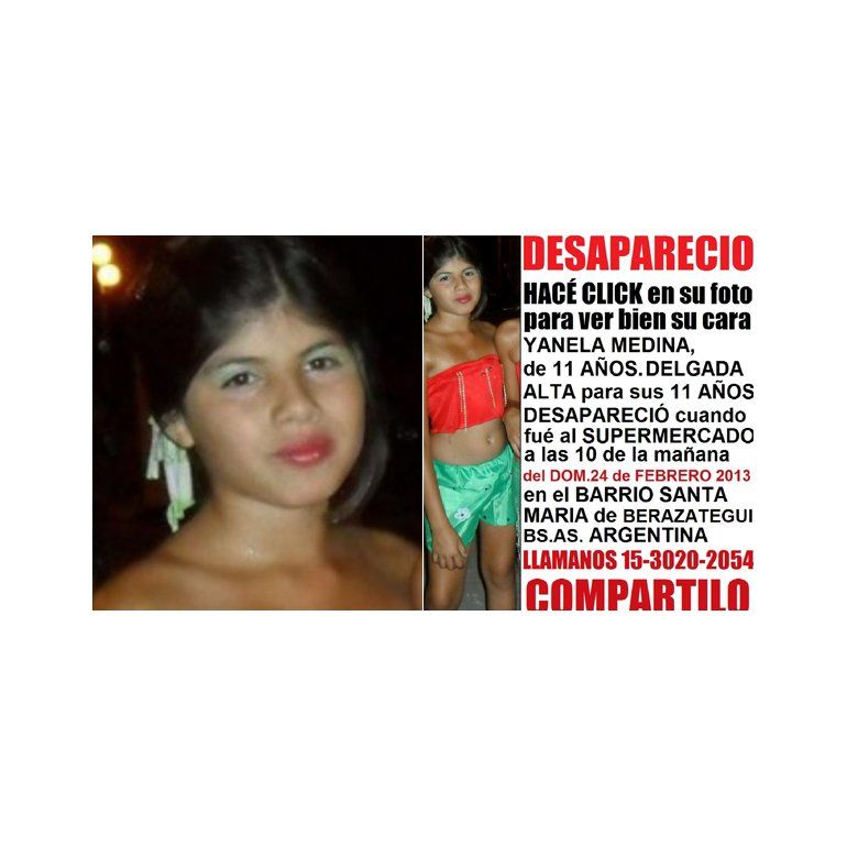 El cuerpo hallado es el de Yanela Medina, la chica desaparecida