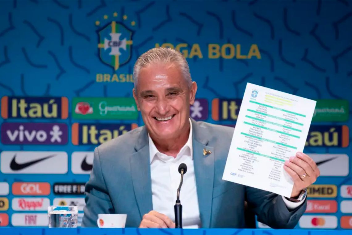 Tite muestra la lista de los 26 convocados de Brasil para el Mundial de Qatar 2022.