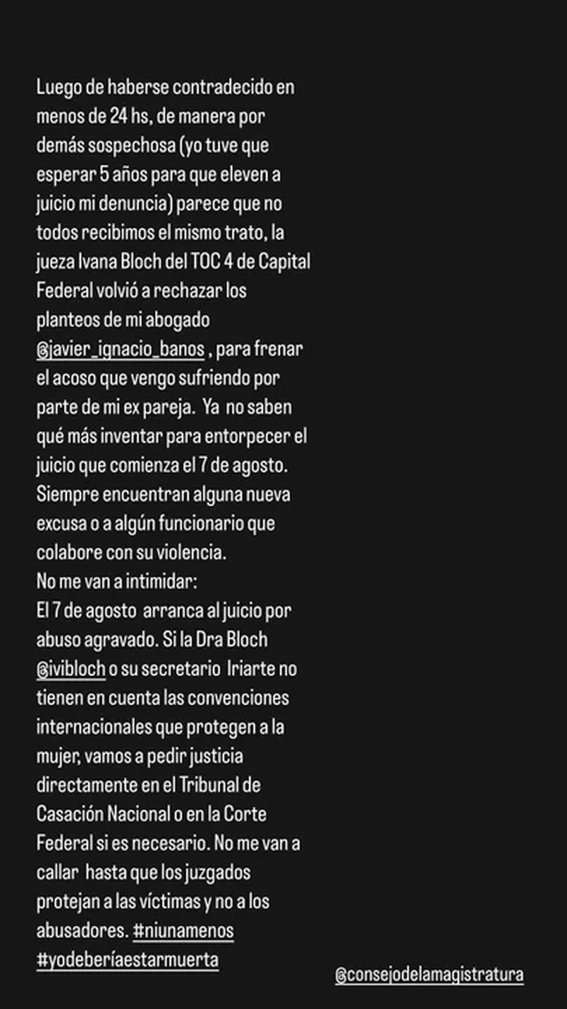 El posteo de Julieta Prandi. 