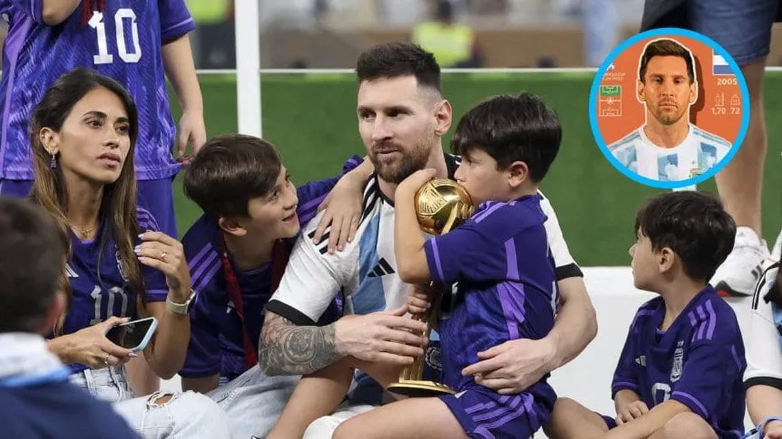 Lionel Messi con su familia tras la coronación con la Selección Argentina.
