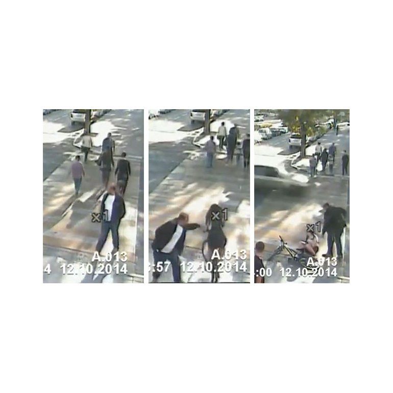Hombre salva con un golpe a una ciclista de ser atropellada