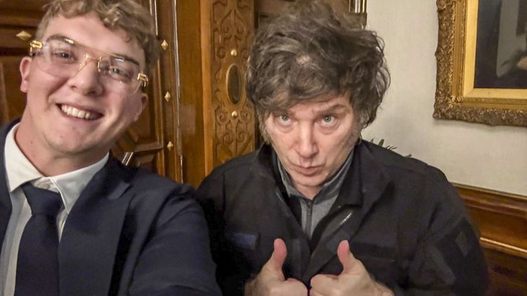 El presidente Milei con Hayden Mark Davis, creador de la cripto $LIBRA.