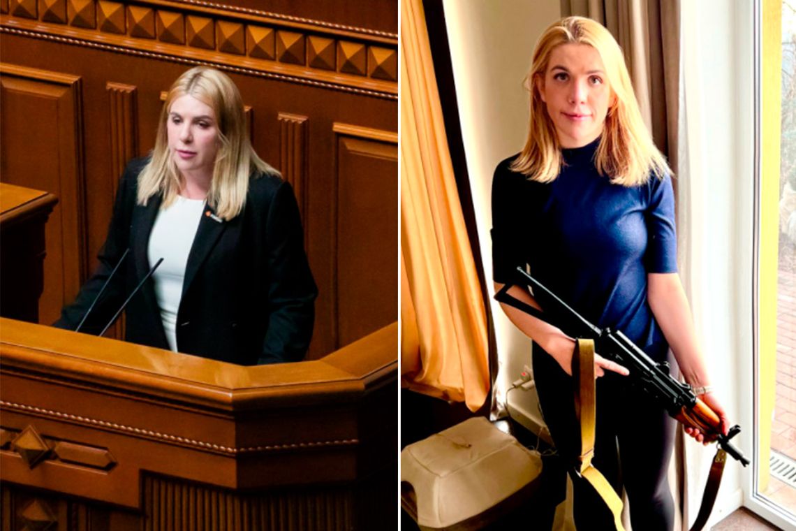 Legisladora ucraniana se muestra con un rifle lista para pelear