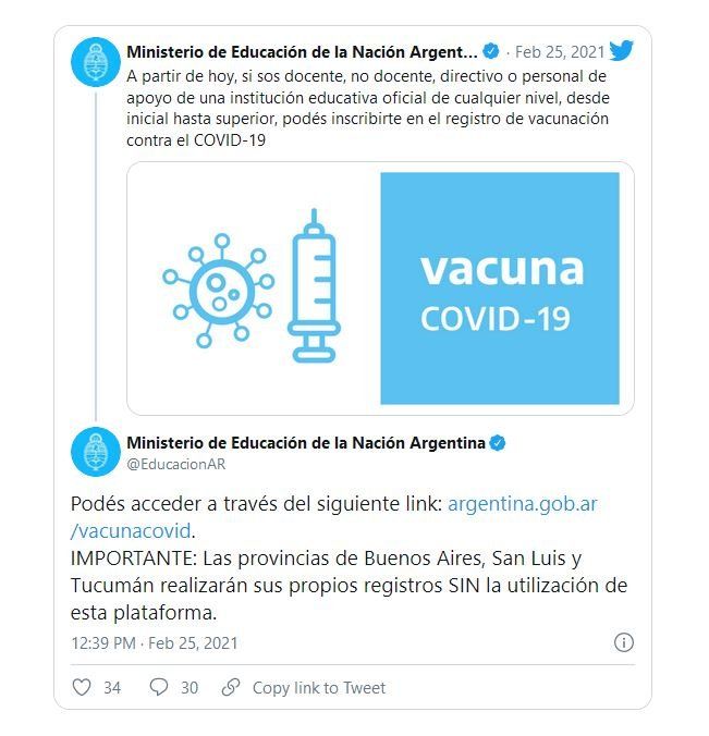 Coronavirus: abrió la inscripción para que se vacune el personal educativo