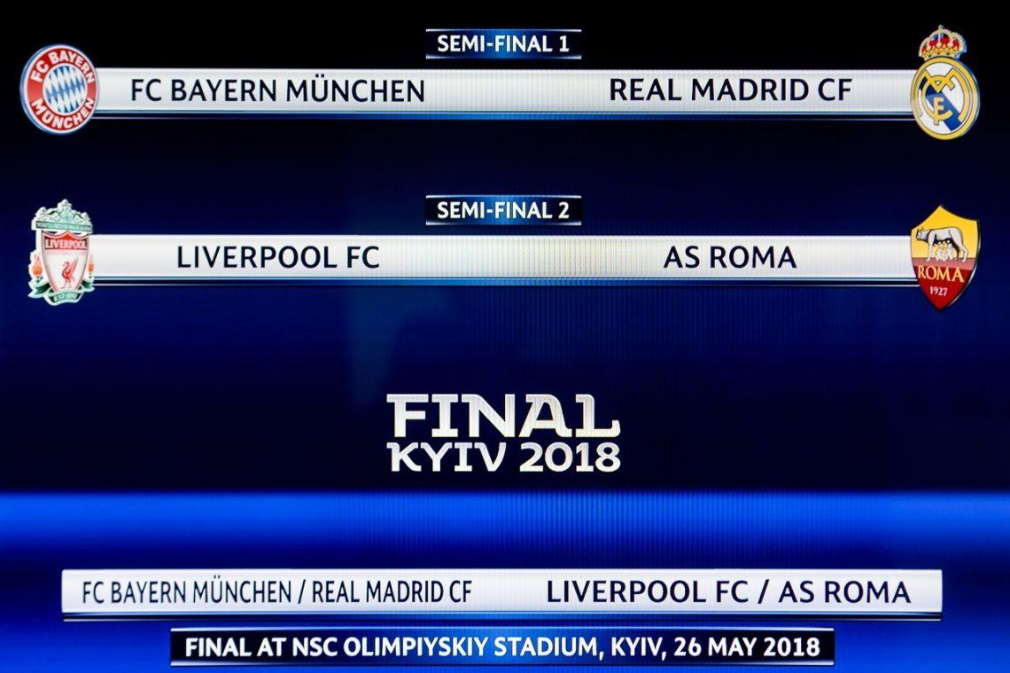 Bayern Munich-Real Madrid y Liverpool-Roma, las semifinales de la Champions League