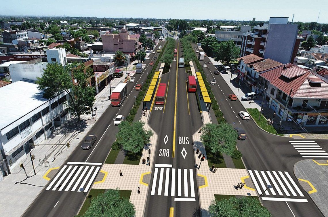 Una imagen elaborada por computadora de cómo quedará el Metrobus de la avenida San Martín
