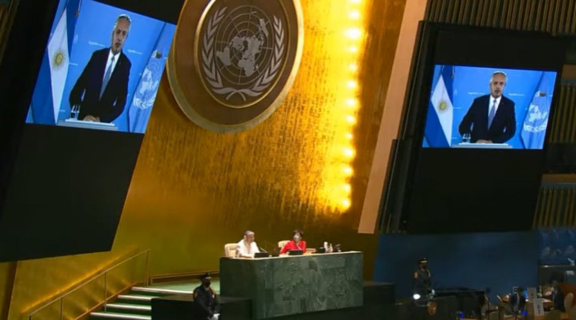 Fernández habló en forma remota en la Asamblea de la ONU.
