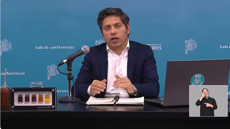 Axel Kicillof, gobernador de Buenos Aires, brinda este martes una conferencia de prensa. 