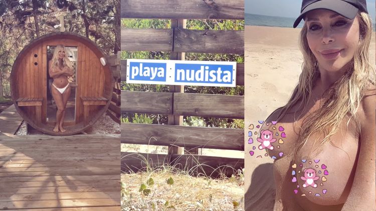 Graciela Alfano al natural, en la playa nudista