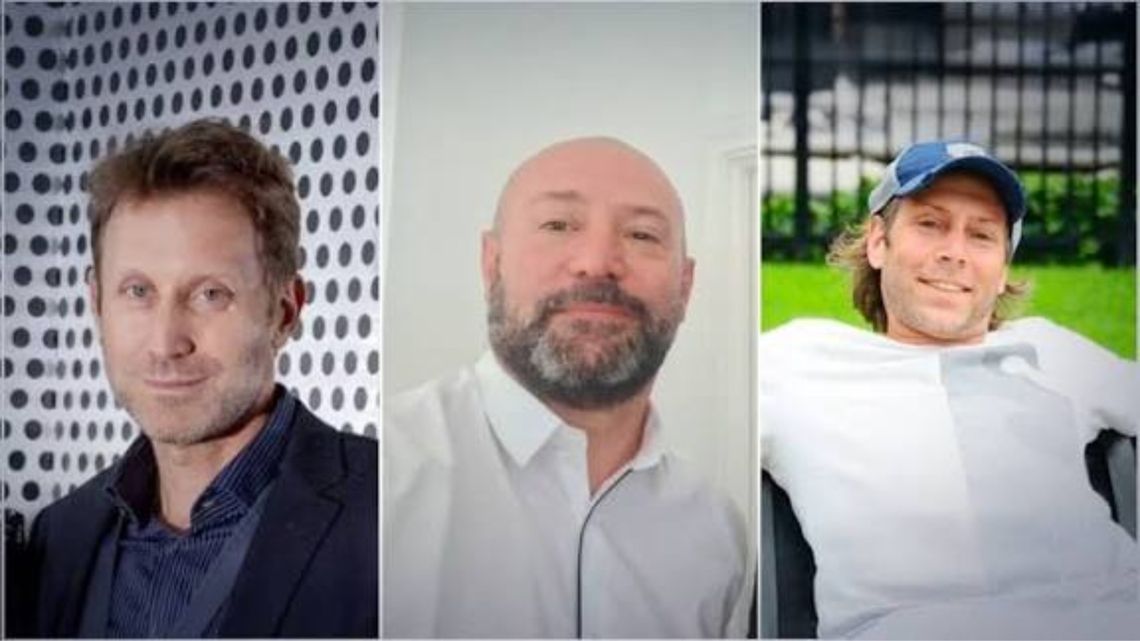 Los hermanos Jonathan y Emmanuel Kovalivker, dueños de la droguería Suizo Argentina, y el extitular de la ANDIS, Diego Spagnuolo.