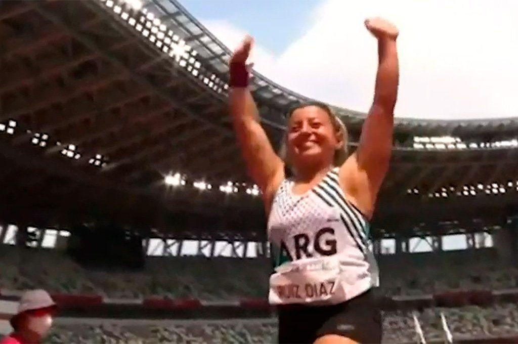 La alegría de Antonella Ruiz Díaz al saber que se había quedado con la medalla de bronce. Captura de TV.