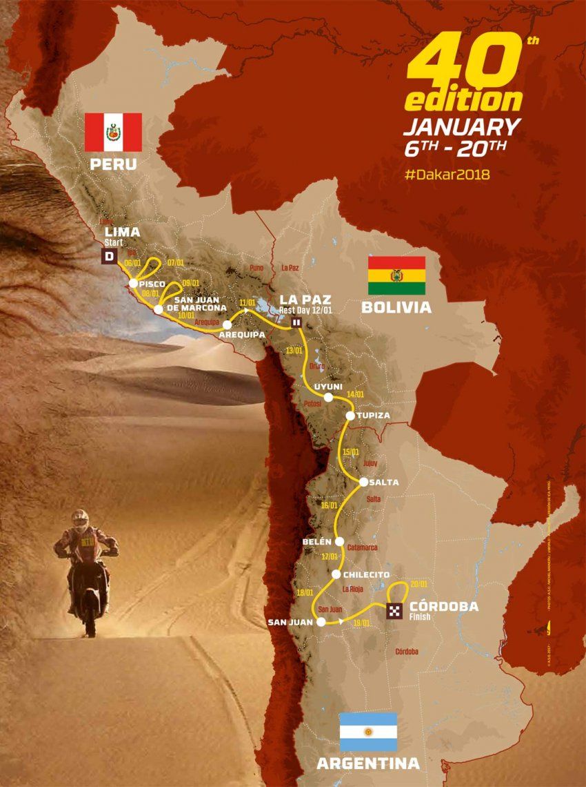 Dakar 2018: las 14 etapas de un recorrido que tiene de todo
