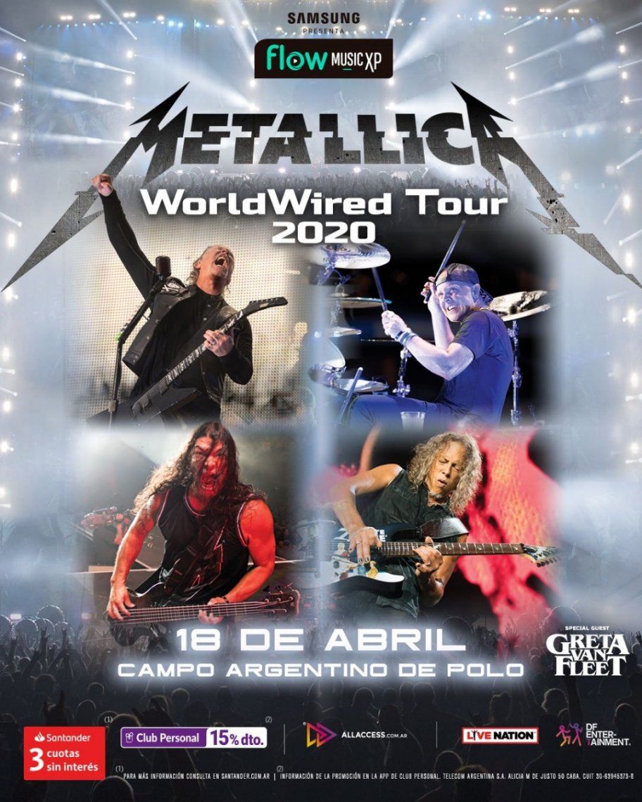 Hoy comenzó la venta general para el show de Metallica en el Campo Argentino de Polo: dónde y cómo comprarlas