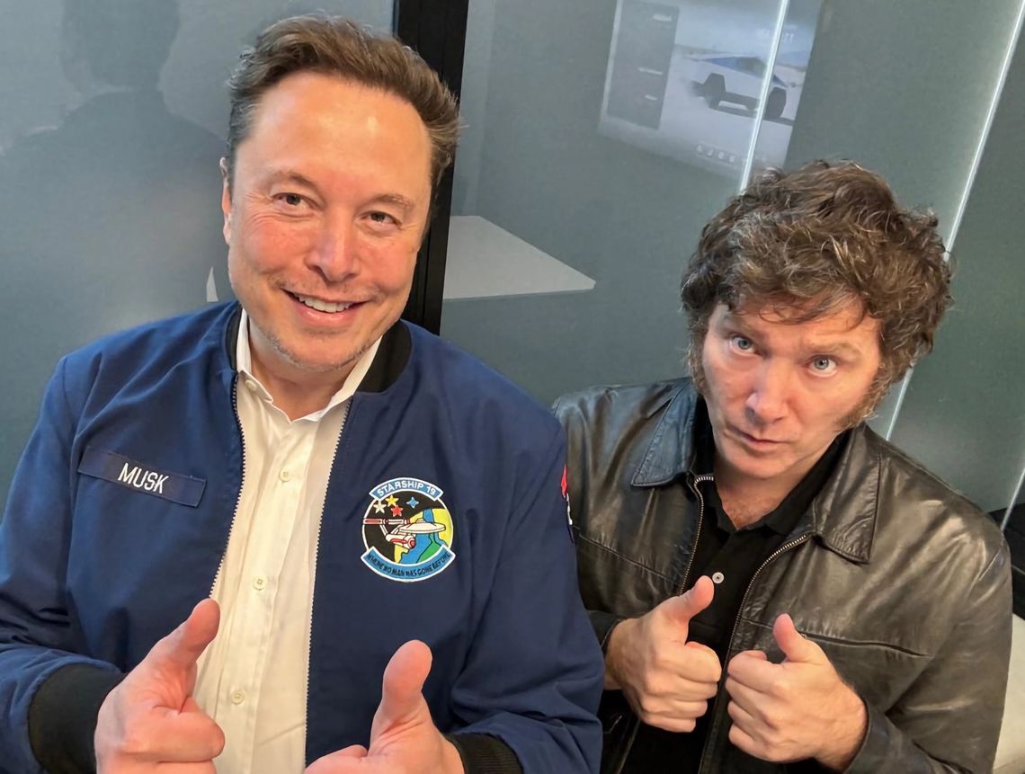Elon Musk y Javier Milei en la planta de Tesla en Austin (Texas - Estados Unidos) 12/04/2023