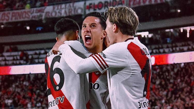Driussi y el desahogo tras el 1-0 del Millonario sobre Gimnasia (Foto: @RiverPlate).