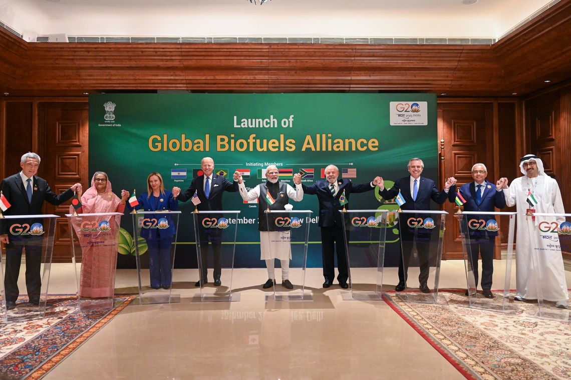 Nueva Delhi (India) - Alberto Fernández en el lanzamiento de la Alianza Global de Biocombustibles