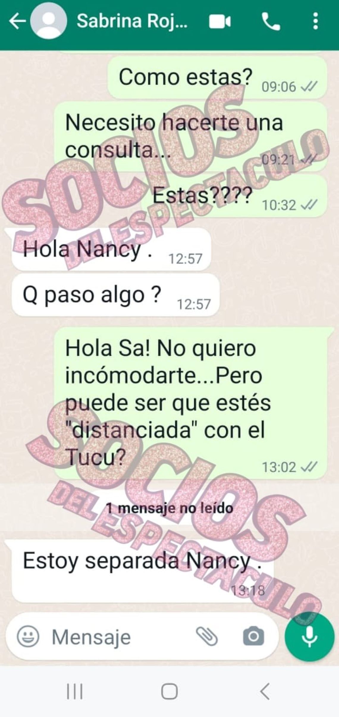 La confirmación de Sabrina Rojas.