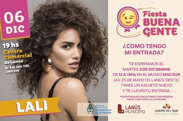 Lali Espósito brindará un show a beneficio en Lanús