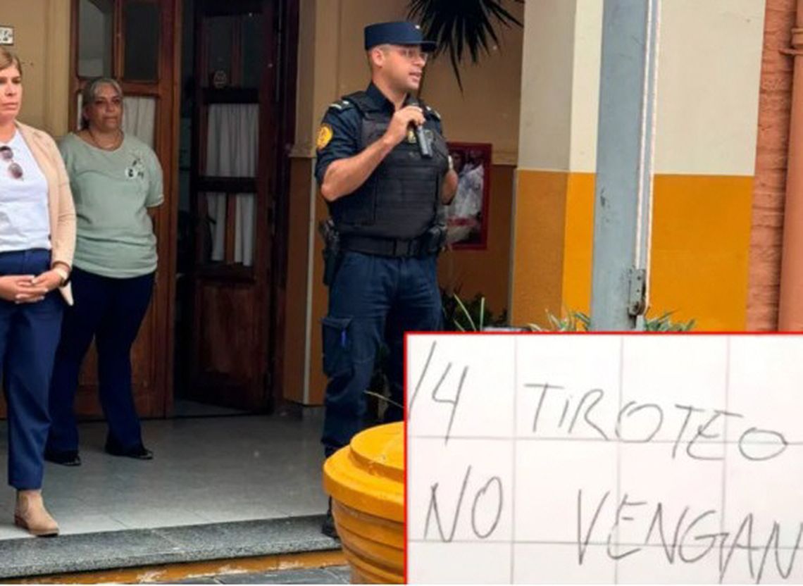 Efectivos policiales presentes en escuelas ante el temor de ataques.