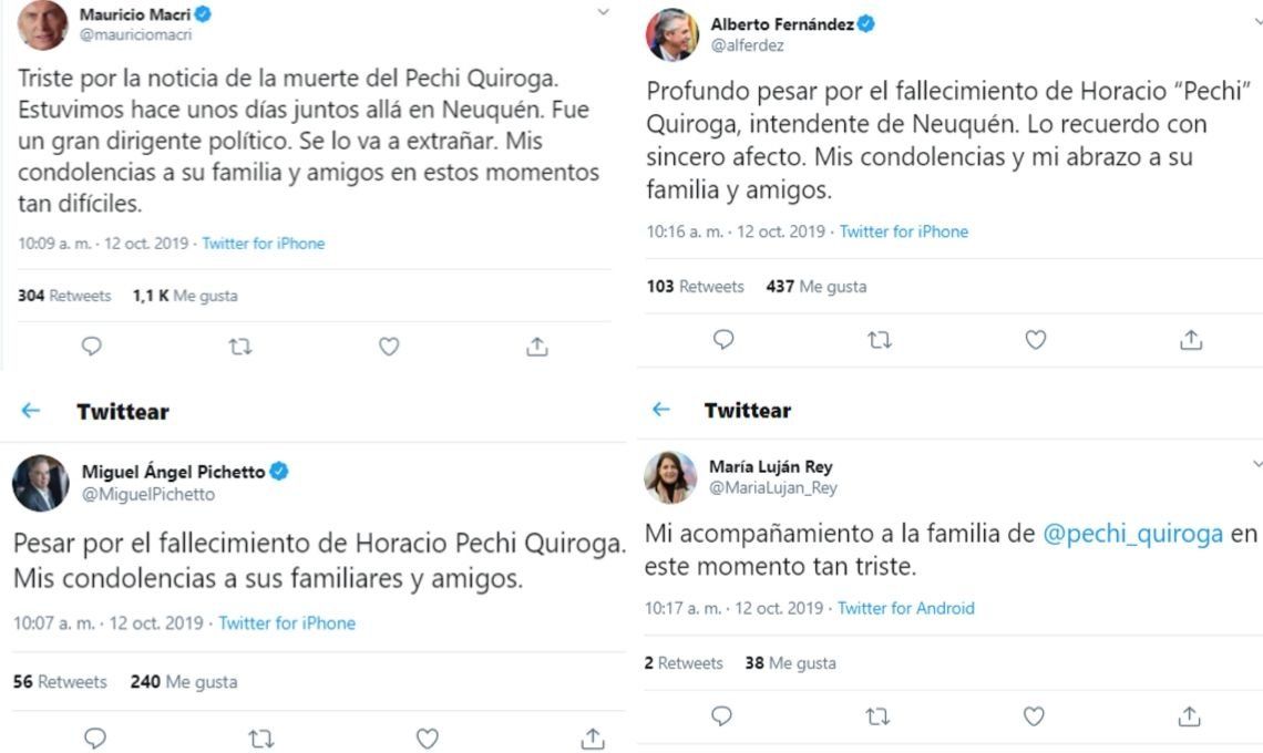 Horacio Pechi Quiroga: Mauricio Macri y Alberto Fernández expresaron sus condolencias por la muerte del intendente de Neuquen