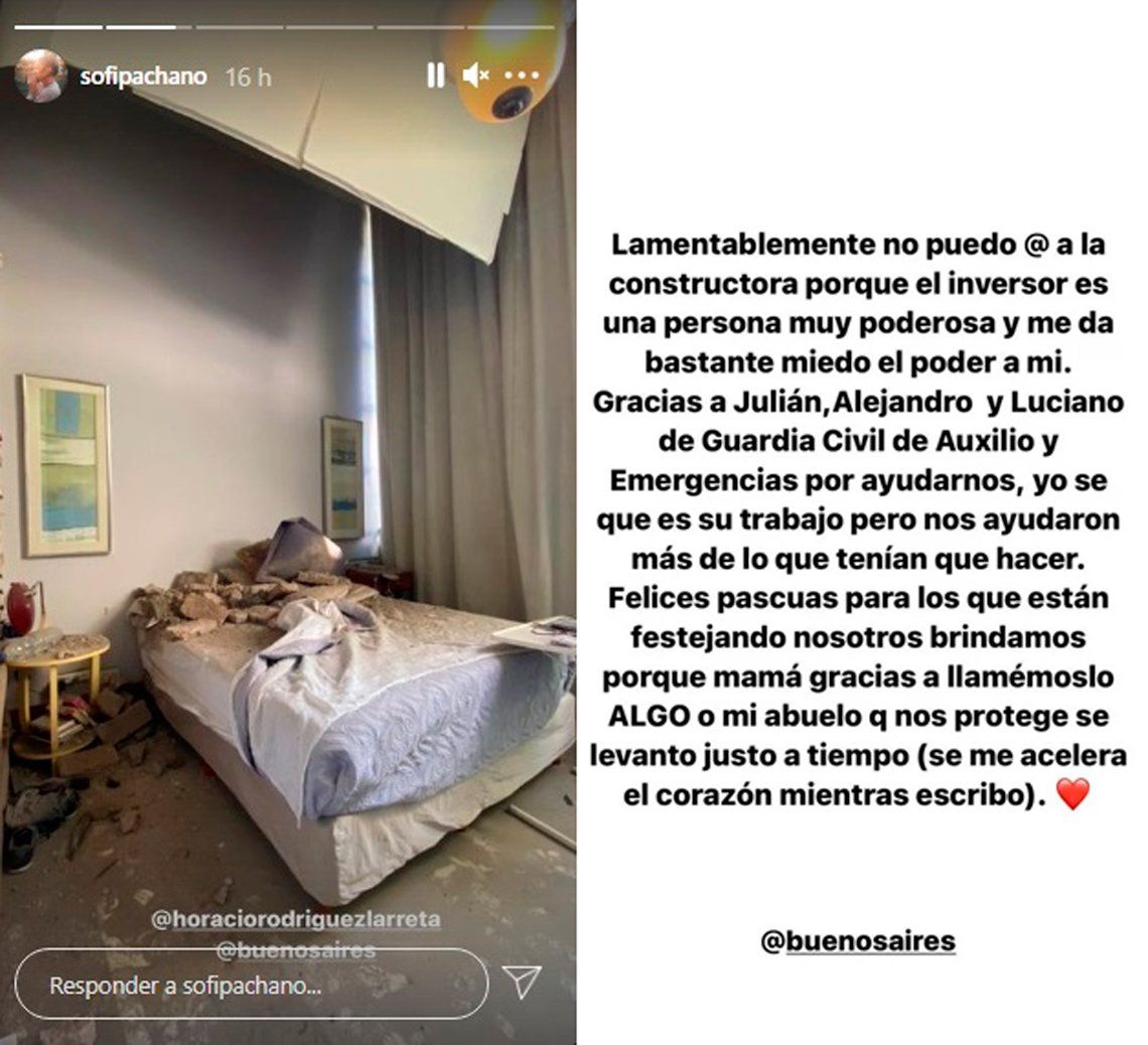 Sofía Pachano denunció un peligroso derrumbe en la casa de su madre
