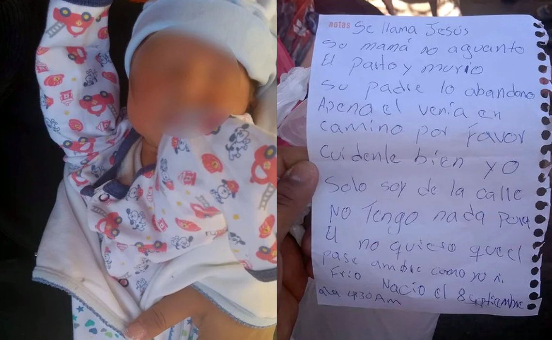 Encontraron un bebé abandonado en una bolsa debajo de un auto: Cuídenlo, soy de la calle