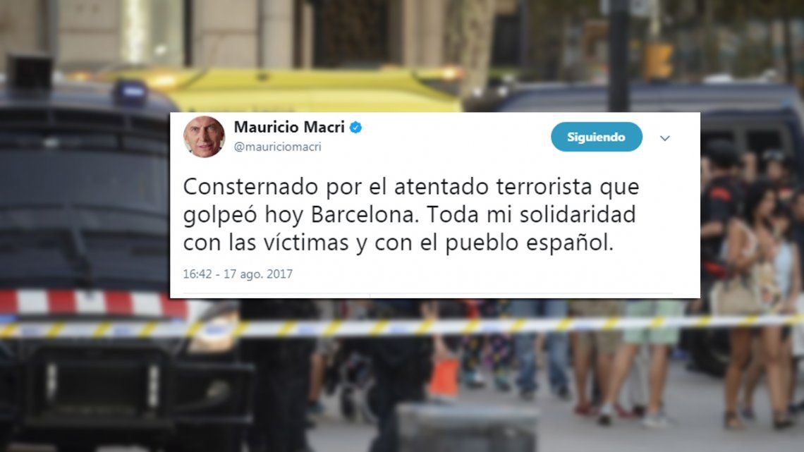 Mauricio Macri: Toda mi solidaridad con las víctimas y con el pueblo español