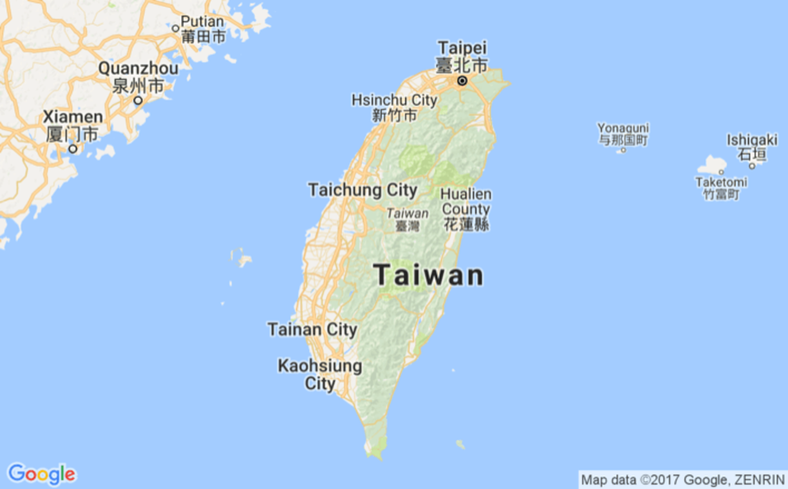 Mapa de Taiwán - Imagen de Google 