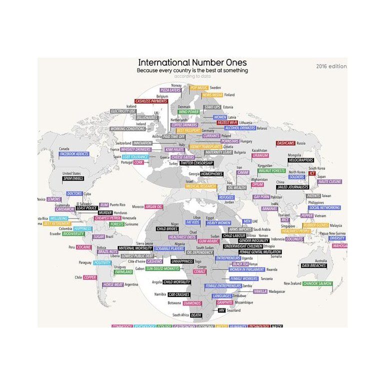 Polémico ranking: mirá en qué se destaca cada país del mundo