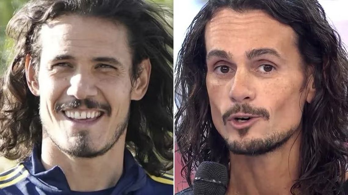Edinson Cavani y Cristian Sancho. 