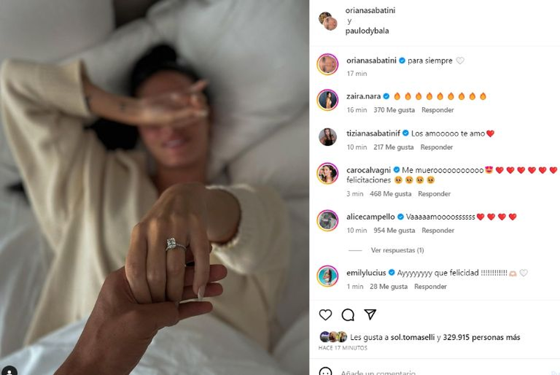 Oriana Sabatini y Paulo Dybala anunciaron que se casan