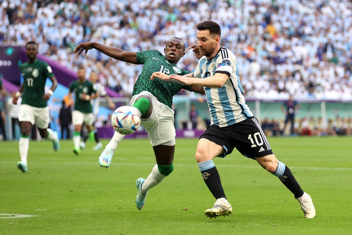 Messi durante el partido ante Arabia Saudita.