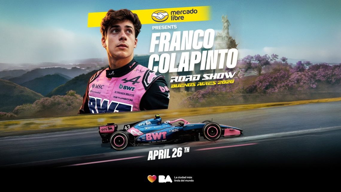 Mercado Libre presenta: Franco Colapinto Road Show Buenos Aires 2026. Mercado Libre presenta: Franco Colapinto Road Show Buenos Aires 2026.