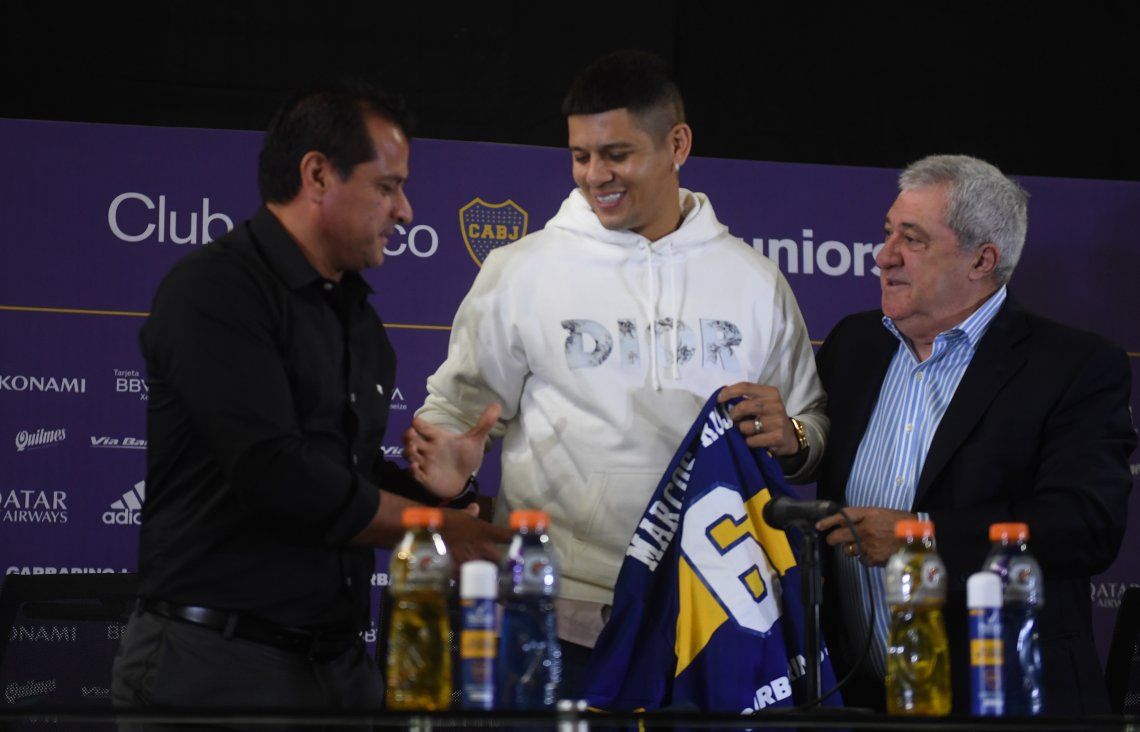 Marcos Rojo con Jorge Amor Ameal y Marcelo Delgado.