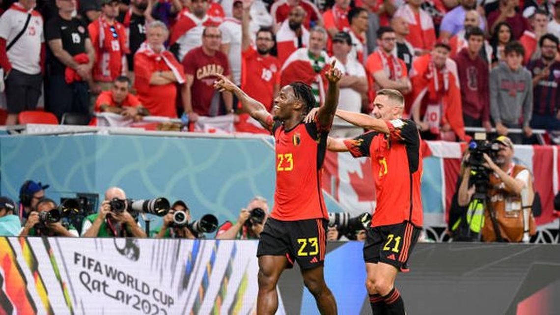 El festejo del gol de Bélgica