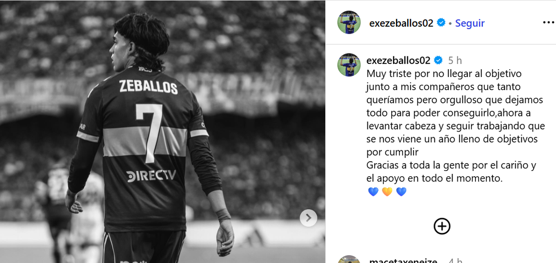 El mensaje de Zeballos tras la eliminaci&oacute;n de Boca.