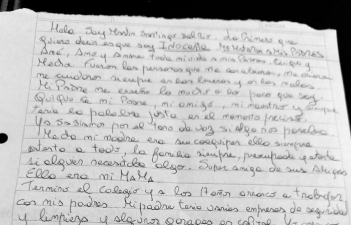 El presunto parricida de Vicente López escribió una carta en la que asegura ser inocente