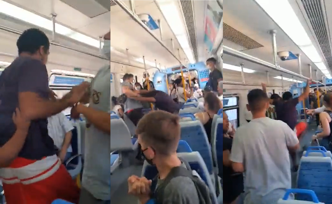 Videos: pelearon a bordo del tren y terminaron detenidos