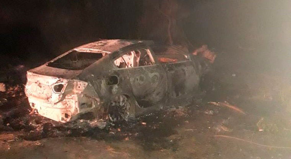 El auto incendiado de Damián Lemos